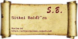 Sitkei Balázs névjegykártya