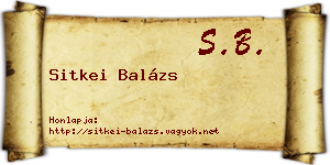 Sitkei Balázs névjegykártya